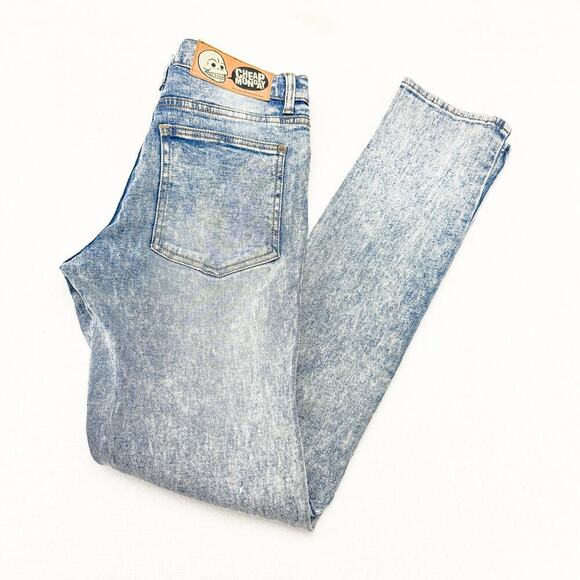 Cheap Monday Acid Wash Denim Tight Skin Used Straight Jeans Zip Fly Size 29 / 32 - Picture 8 of 8